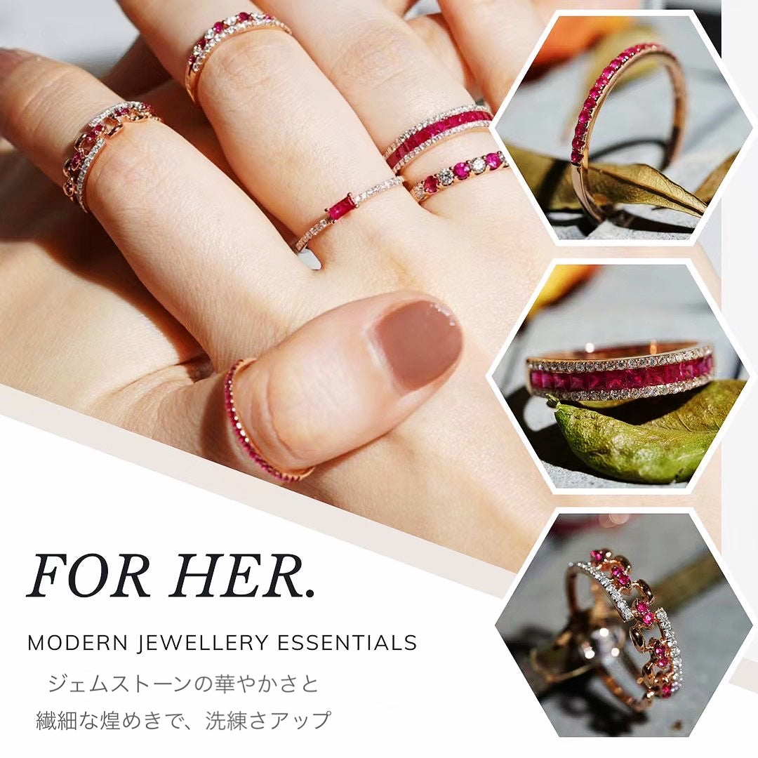 For Her Jewellry-K18RG/ダイヤモンド/ルビーリング