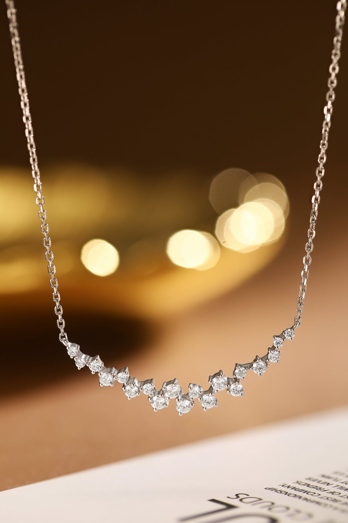 LEGACY--K18 White Gold and Diamonds Line Necklace