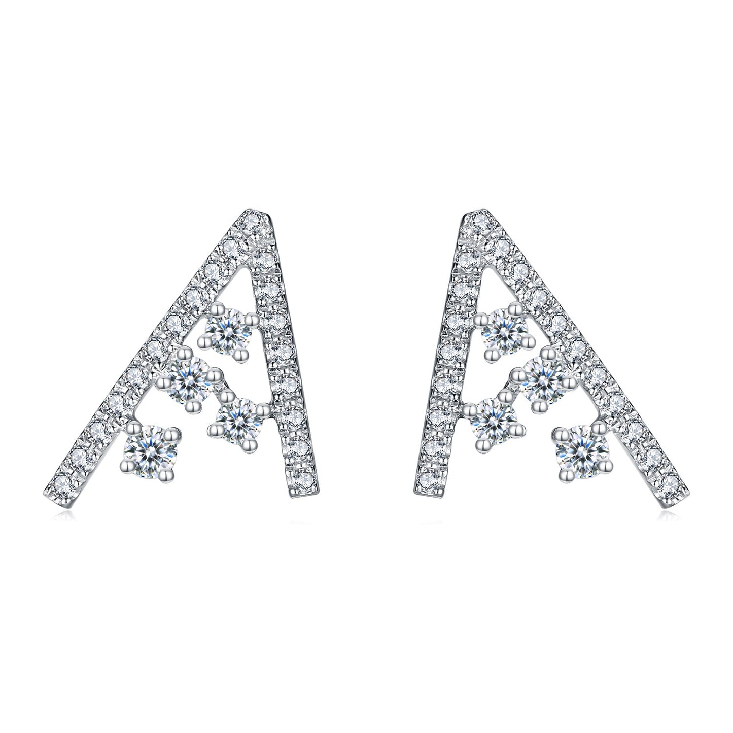 LEGACY--K18 White Gold and Diamonds Alphabet「A」Earrings