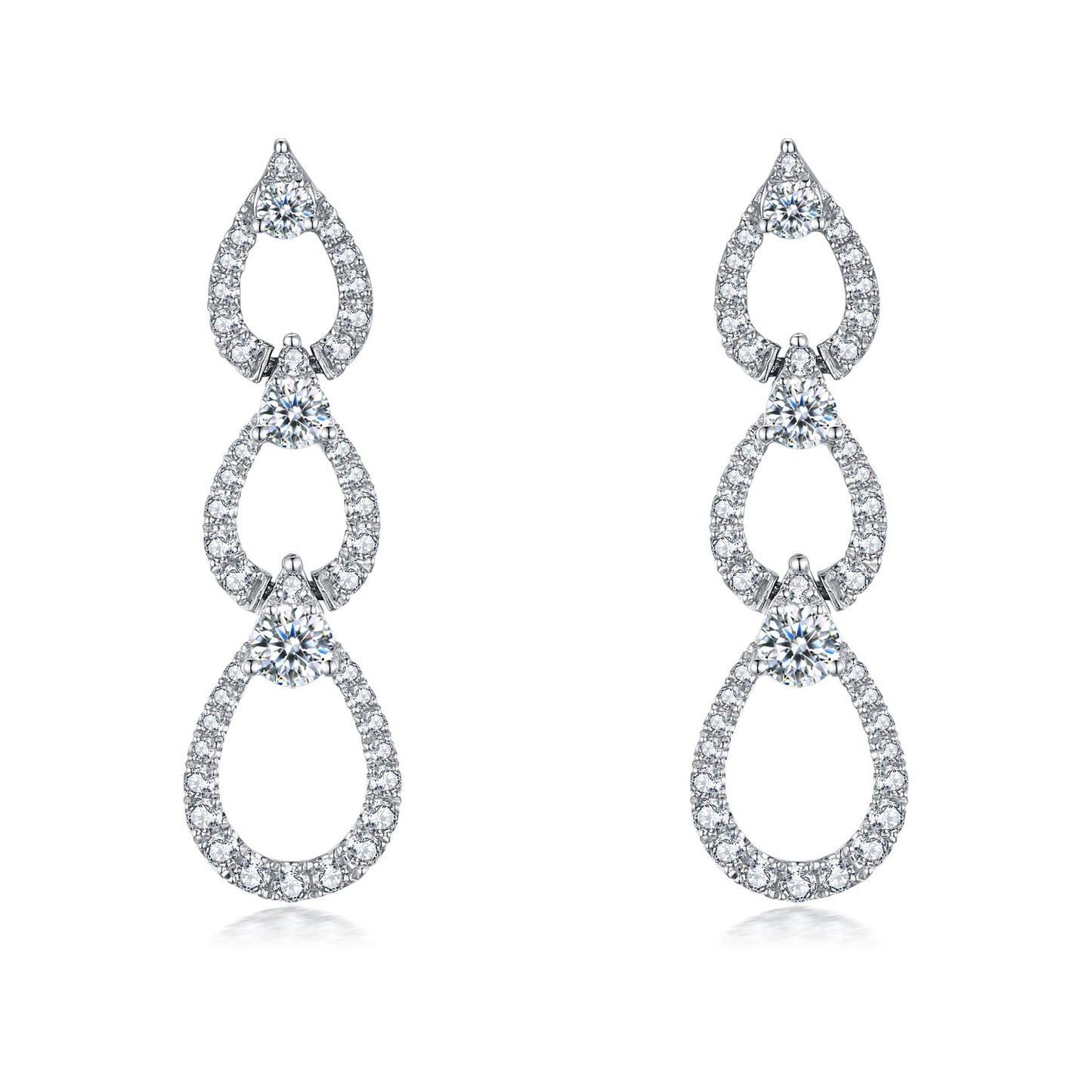 LEGACY--K18 White Gold and Diamonds Drop Earrings